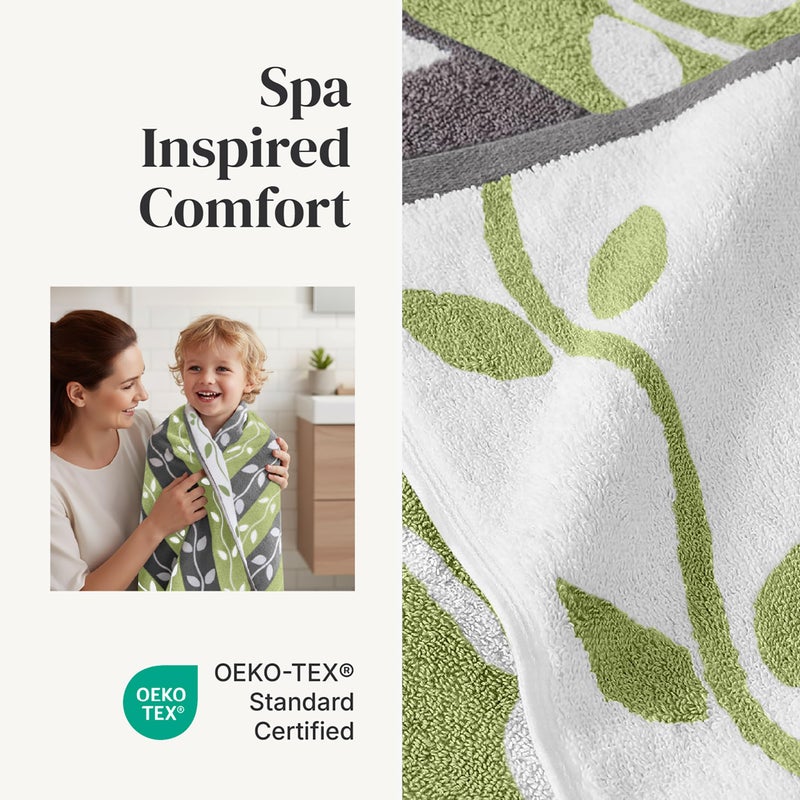 Modern Threads Organic Vines 6-Piece 100% Cotton Towel Set â€“ Yarn Dyed Jacquard & Solid â€“ Includes 2 Bath Towels, 2 Hand Towels, 2 Washcloths â€“ Absorbent, Quick Dry, Soft & Durable â€“ Gray - Image 4